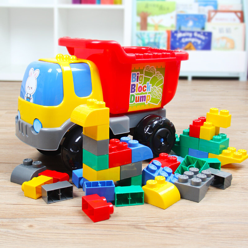 toyroyal皇室积木拼装玩具益智大颗粒创意拼插搭建儿童玩具车