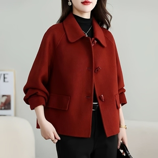 双面毛呢羊毛大衣短款女装2025秋冬新款小个子妈妈外套时尚