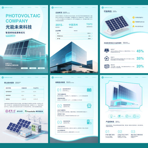 A4竖版绿色光伏太阳能发电新能源科技工作总结汇报招商PPT模板
