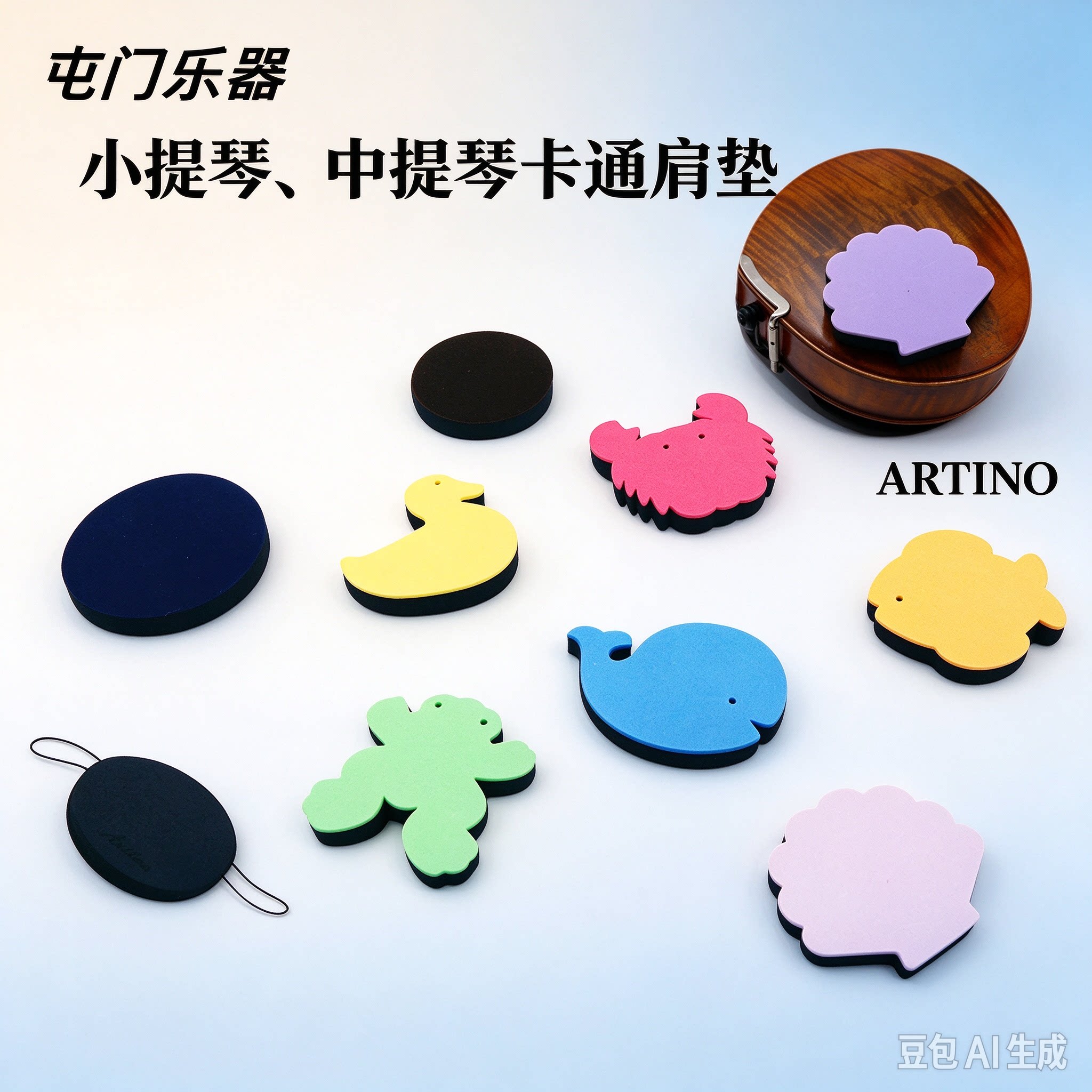 台湾ARTINO小提琴肩垫提琴肩托肩垫卡通粘贴海绵舒适型儿童初学