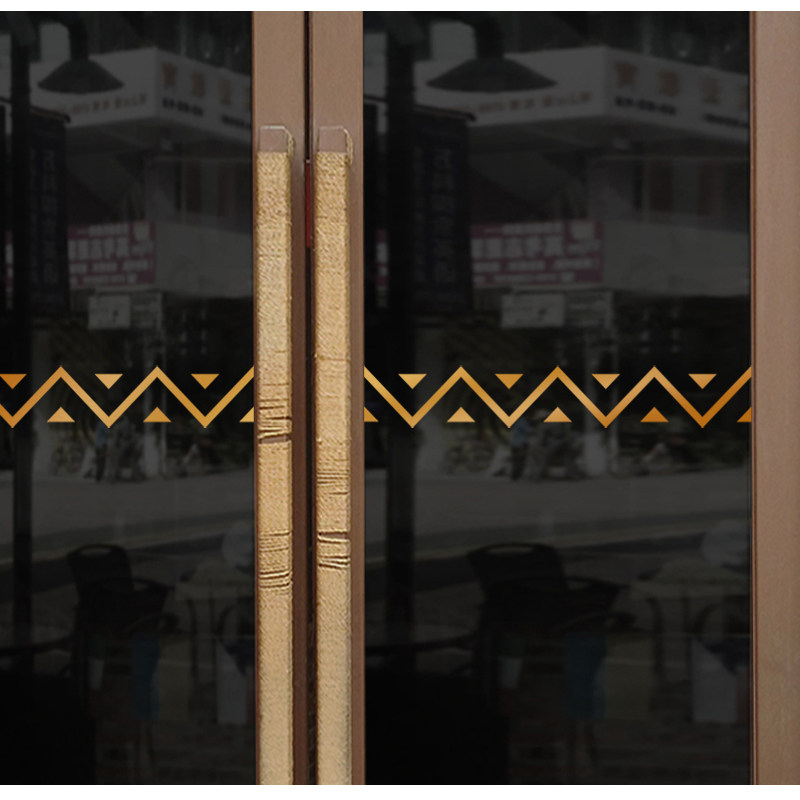 玻璃门腰线防撞贴提示贴纸客厅简约图案镂空装饰条贴花金色自粘