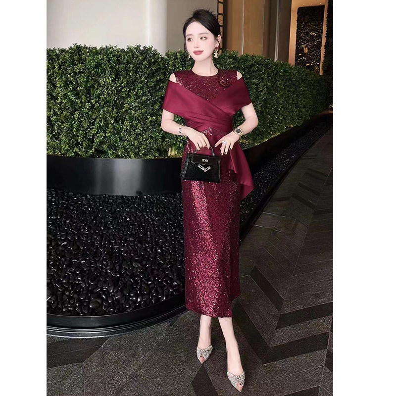奢华时尚女装优雅修身显瘦珠片礼礼服/晚装