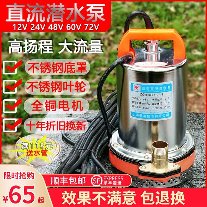 直流潜水泵电动车12v24v48v60v伏一寸高扬程抽水机电瓶浇菜水井泵