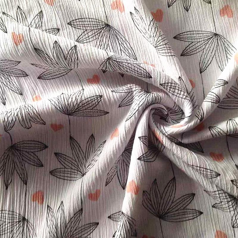 30支人棉绉布印花Rayon 人造棉单面皱家居服 连衣裙 夏季童装爆款