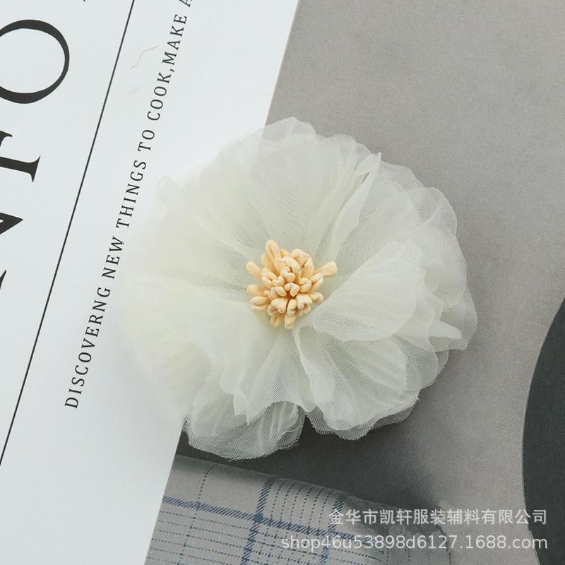 7cm现货厂家直销手工雪纺花蕊花朵发夹服饰鞋帽服装辅料网纱爆款