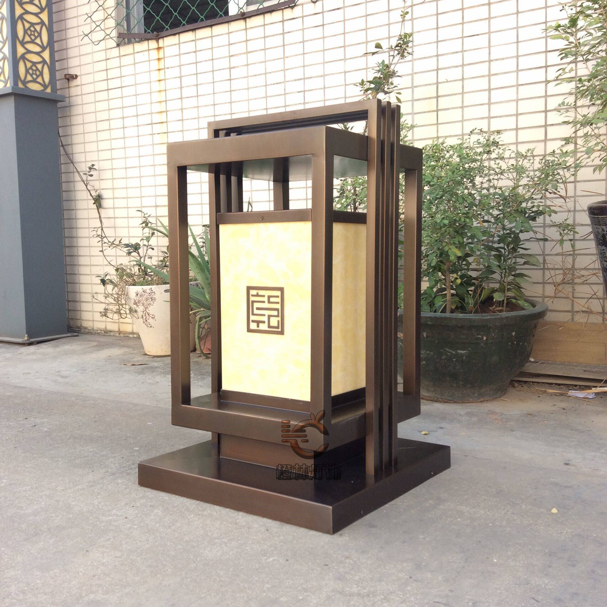 别墅门头灯新款柱头灯门前大理石灯仿云石矮柱灯造型景观灯房地产