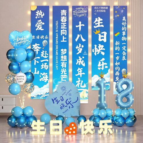 18岁成人礼气球布置背景墙投屏
