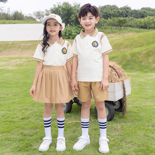 新款 幼儿园园服夏装 夏季 小学生校服两件套装 儿童运动服卡其色班服