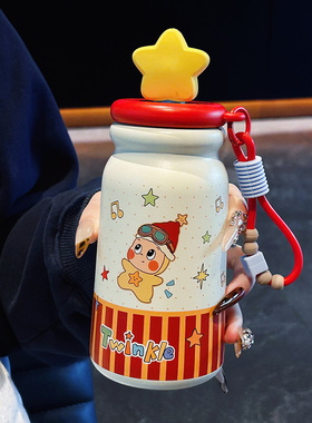 多巴胺保温杯学生上学专用陶瓷内胆随行杯男女便携吸管杯茶水分离