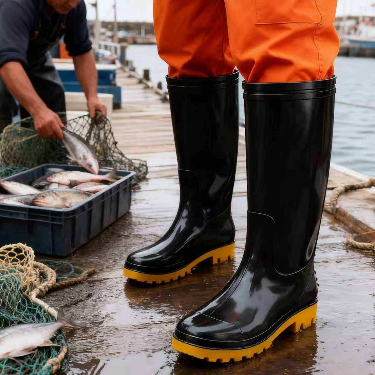 渔港雨鞋男款女士高筒四季雨靴
