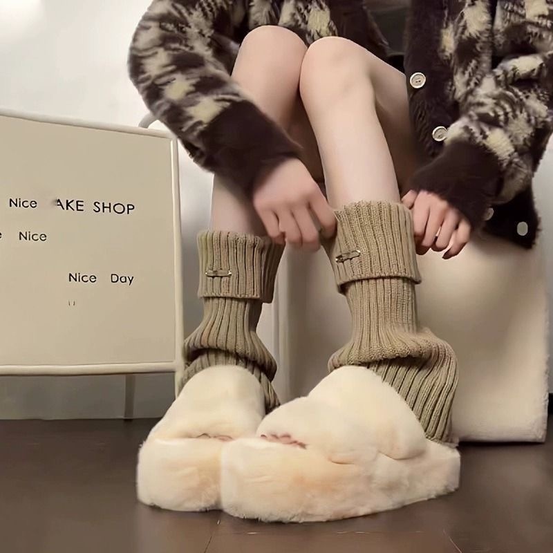 雪地靴袜套堆堆女款秋冬季保暖中筒袜加厚显瘦百搭宽松小腿袜腿套