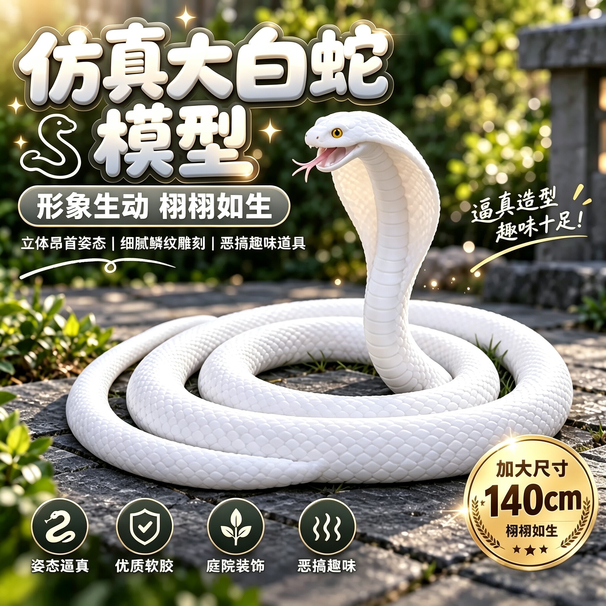 【环保软胶】新款仿真玩具蛇软胶大白蛇吓人假蛇整人仿真眼镜蛇