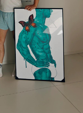 现代简约抽象装饰画蓝色水彩人体艺术版画客厅卧室工作室作品挂画