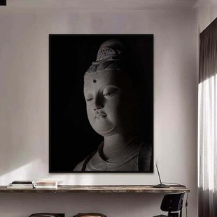 客厅玄关供奉大同善化寺佛像佛头装饰画禅意大气走廊过道观音挂画