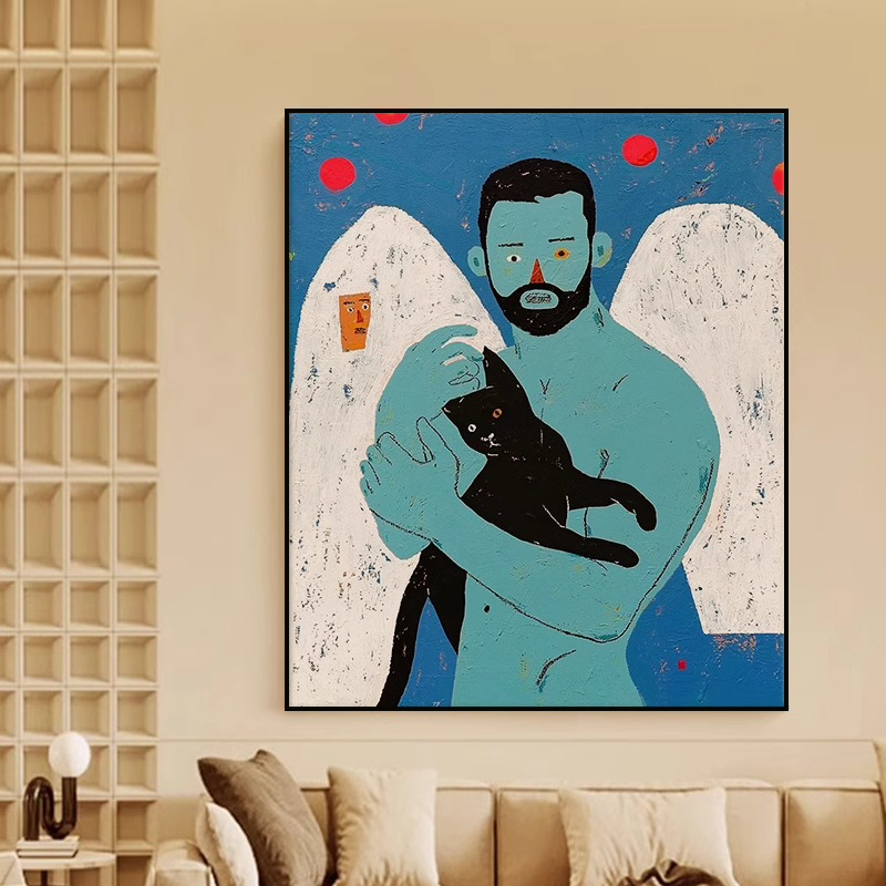 新款韩国艺术家抽象创意个性人物玄关客厅装饰画卧室小众艺术挂画