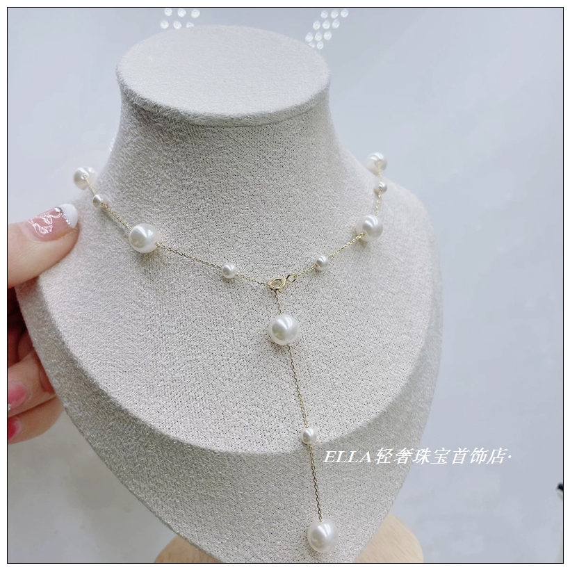 项链满天星珍珠925银锁骨链百搭