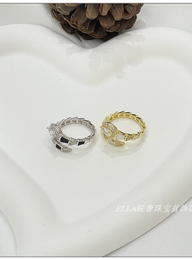 爆闪锆石白贝母戒指镀金百搭女