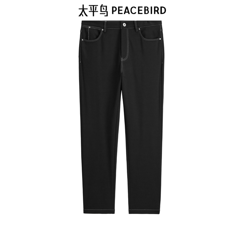 太平鸟男装明线休闲长裤冬潮流锥形裤B1GBD4Y21