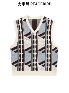 【商场同款】太平鸟男装 休闲毛衣撞色肌理纹样休闲毛衫B2ECF1127