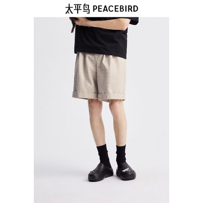 太平鸟男装 潮流老花松紧腰五分休闲短裤潮B1GCE2179