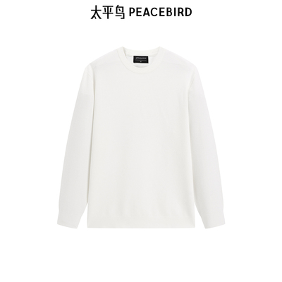 【商场同款】太平鸟男装纯色肌理毛衣春新款刺绣针织衫B1EBF1444