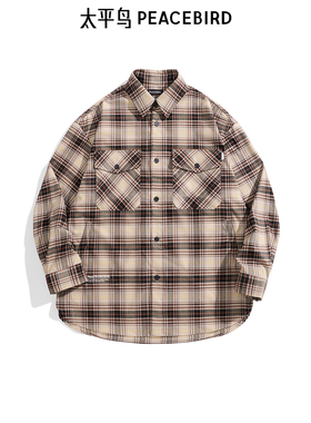 太平鸟男装 格子衬衫男潮流休闲格纹衬衣B2CHE4261