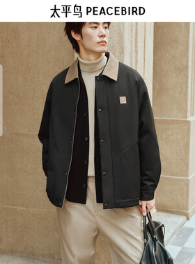 太平鸟男装工装羽绒服25冬季巴恩风保暖防寒短款夹克潮BAACF422R
