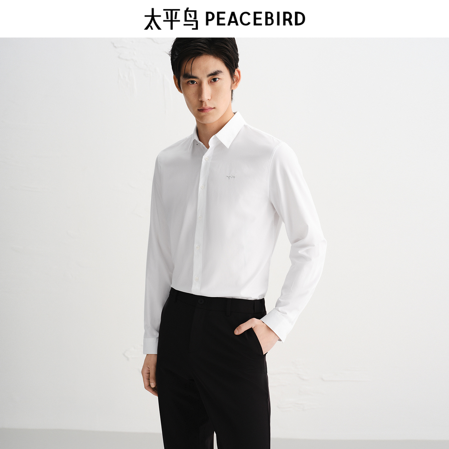 【商场同款】太平鸟男装2024刺绣精致白衬衫 B1CAE3X22