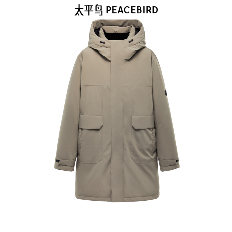 太平鸟男装 冬季新款中长款羽绒服男