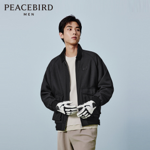 太平鸟男装 字母刺绣夹克翻领休闲外套B1BCE1305
