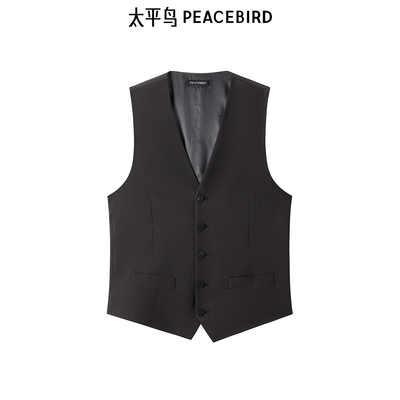 【商场同款】太平鸟男装西装马甲秋季黑色修身马甲 B1BGE3X06