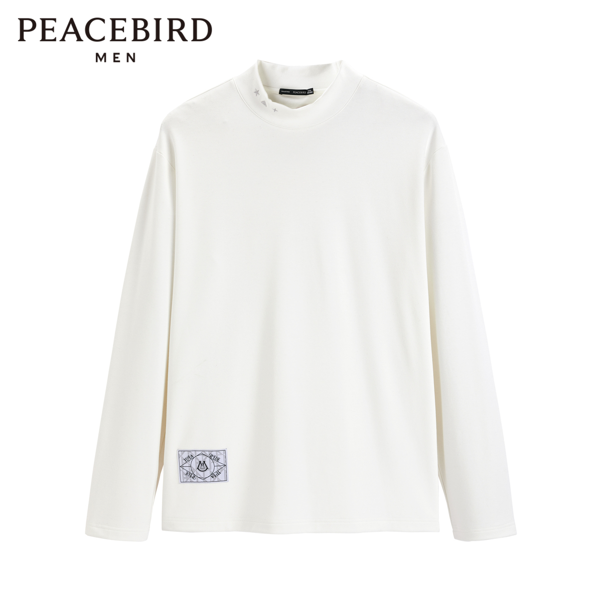 【断码钜惠】太平鸟男装 长袖t恤男休闲秋冬白色打底衫长袖上衣