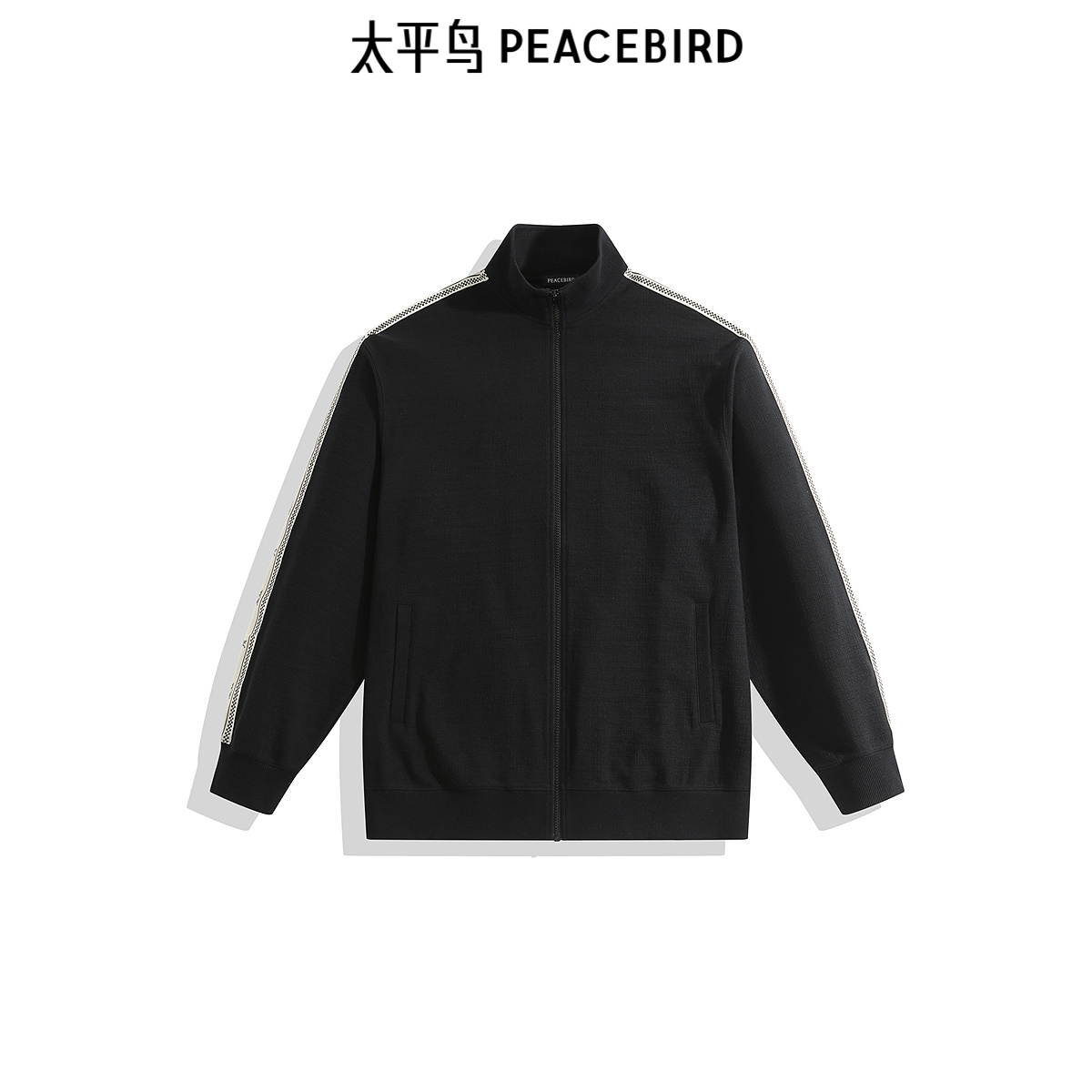 【商场同款】太平鸟男装卫衣秋季新款织带宽松拉链外套 B1CRE3303