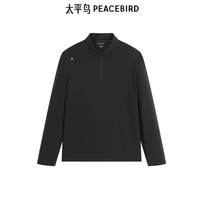 太平鸟男装T恤25春夏翻领拉链短袖潮 B1CPF1445