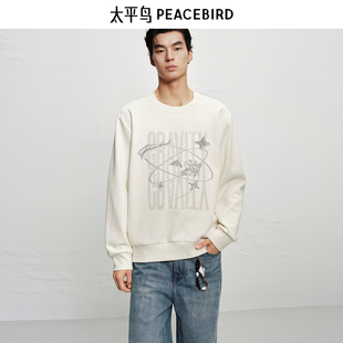 【商场同款】太平鸟男装立体刺绣卫衣冬新款圆领上衣潮B1CRF4436