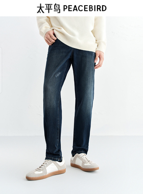 温芯棉2.0太平鸟男装牛仔裤25冬季保暖复古黑色休闲长裤BAHAF411R