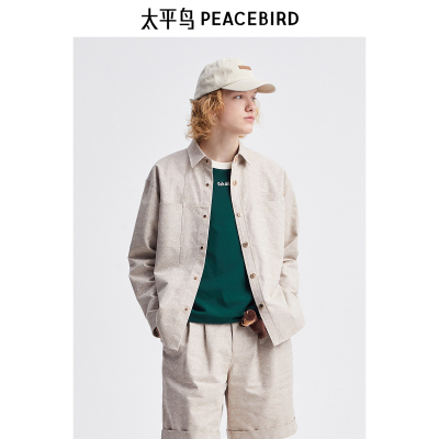 太平鸟男装衬衫宽松满版提花外穿 B1CHE2166