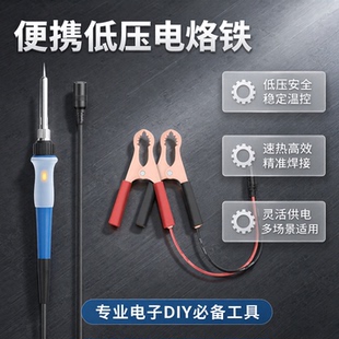 车载低压电烙铁套装 大货车DC12v 24v户外插头烙铁夹  汽车鳄鱼夹