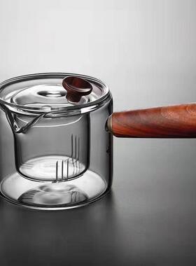 现货高硼硅耐热加厚直觉侧把煮茶壶功夫茶具套装木把