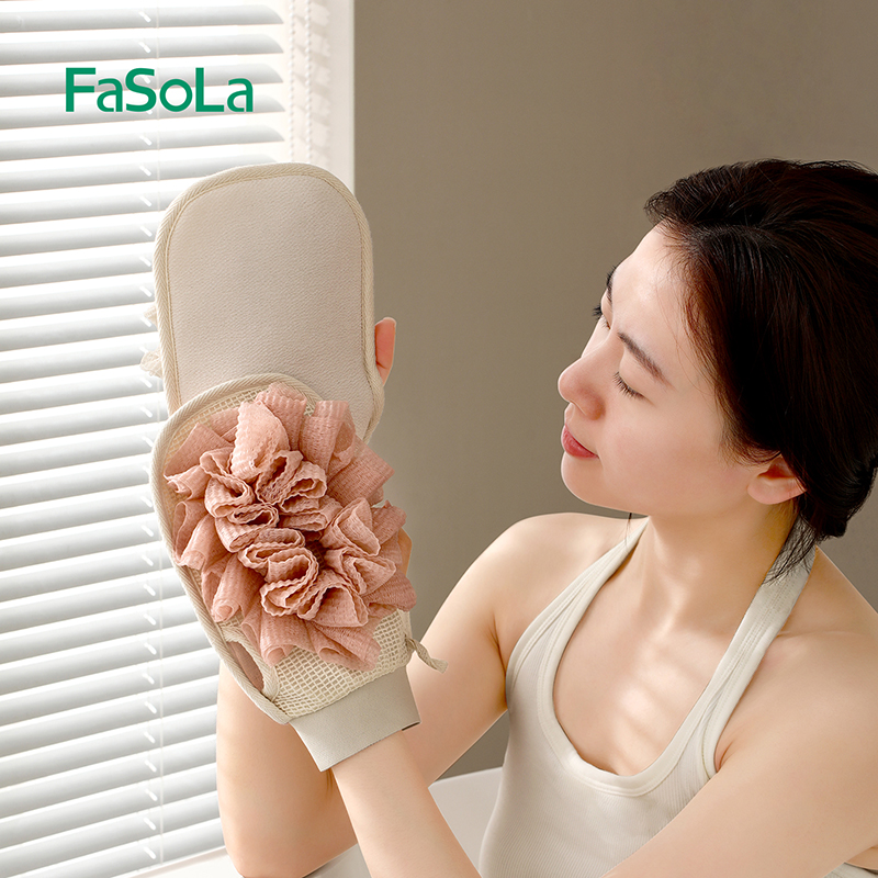 FaSoLa浴花搓澡手套二合一搓澡巾