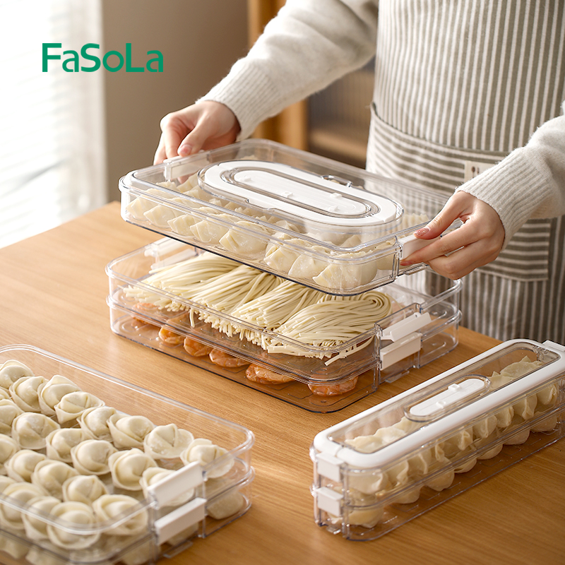 FaSoLa饺子盒食品级冷冻专用保鲜盒水饺馄饨速冻盒家用冰箱收纳盒