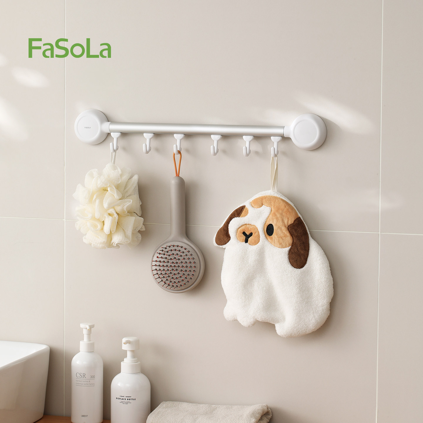 FaSoLa吸盘挂钩浴室免打孔毛巾架图片