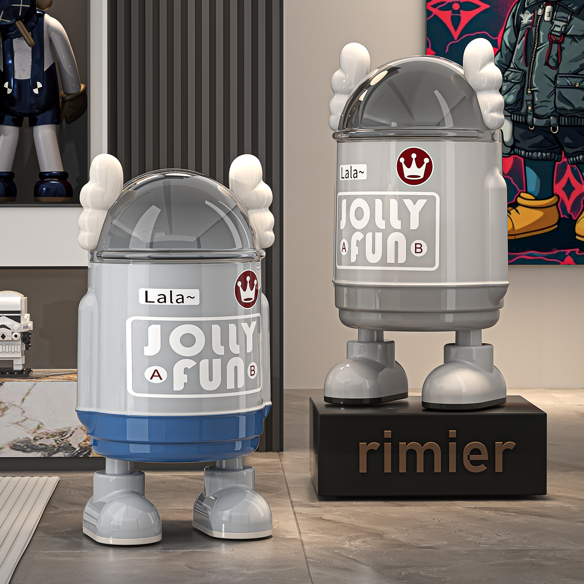 客厅垃圾桶家用2025新款高颜值潮玩风厨房卫生间大容量可翻盖纸篓