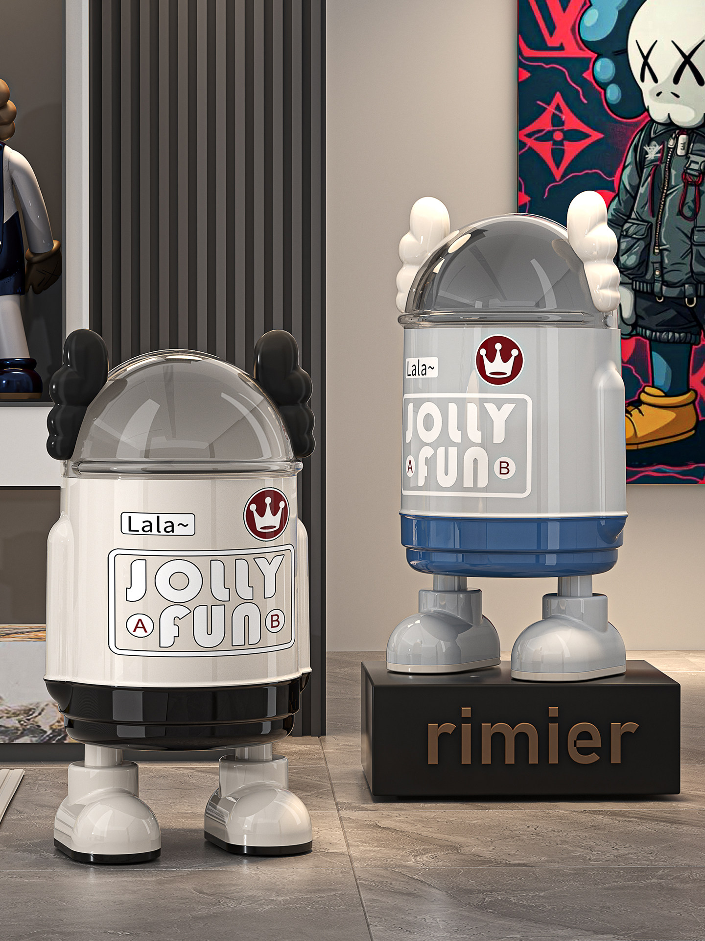 客厅垃圾桶家用2025新款高颜值潮玩风厨房卫生间大容量可翻盖纸篓