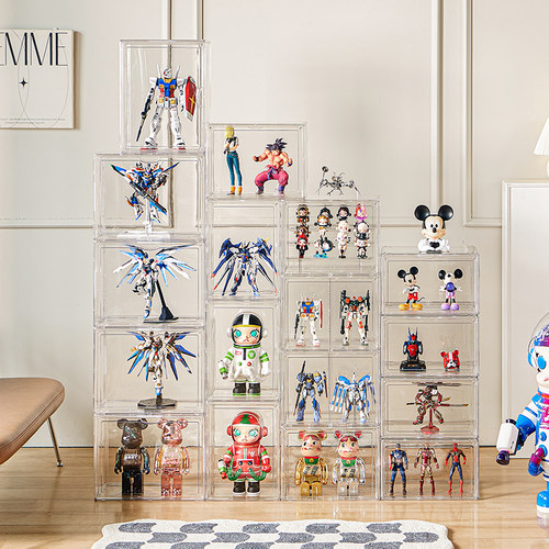 手办展示柜高达模型乐盲盒展示架收纳高透明亚克力泡泡玛特展示盒
