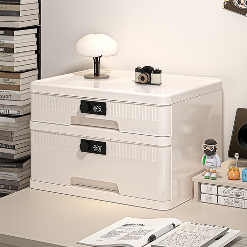 每层带锁多层桌面密码收纳盒