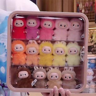 labubu4.0盲盒收纳展示架壁挂式拉布布心底密码系列手办展示盒柜