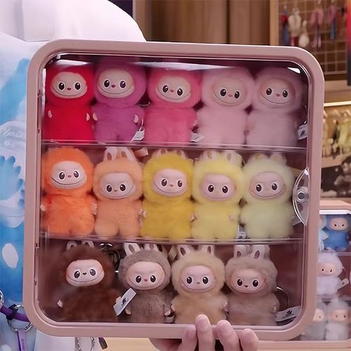 labubu4.0盲盒收纳展示架壁挂式拉布布心底密码系列手办展示盒柜