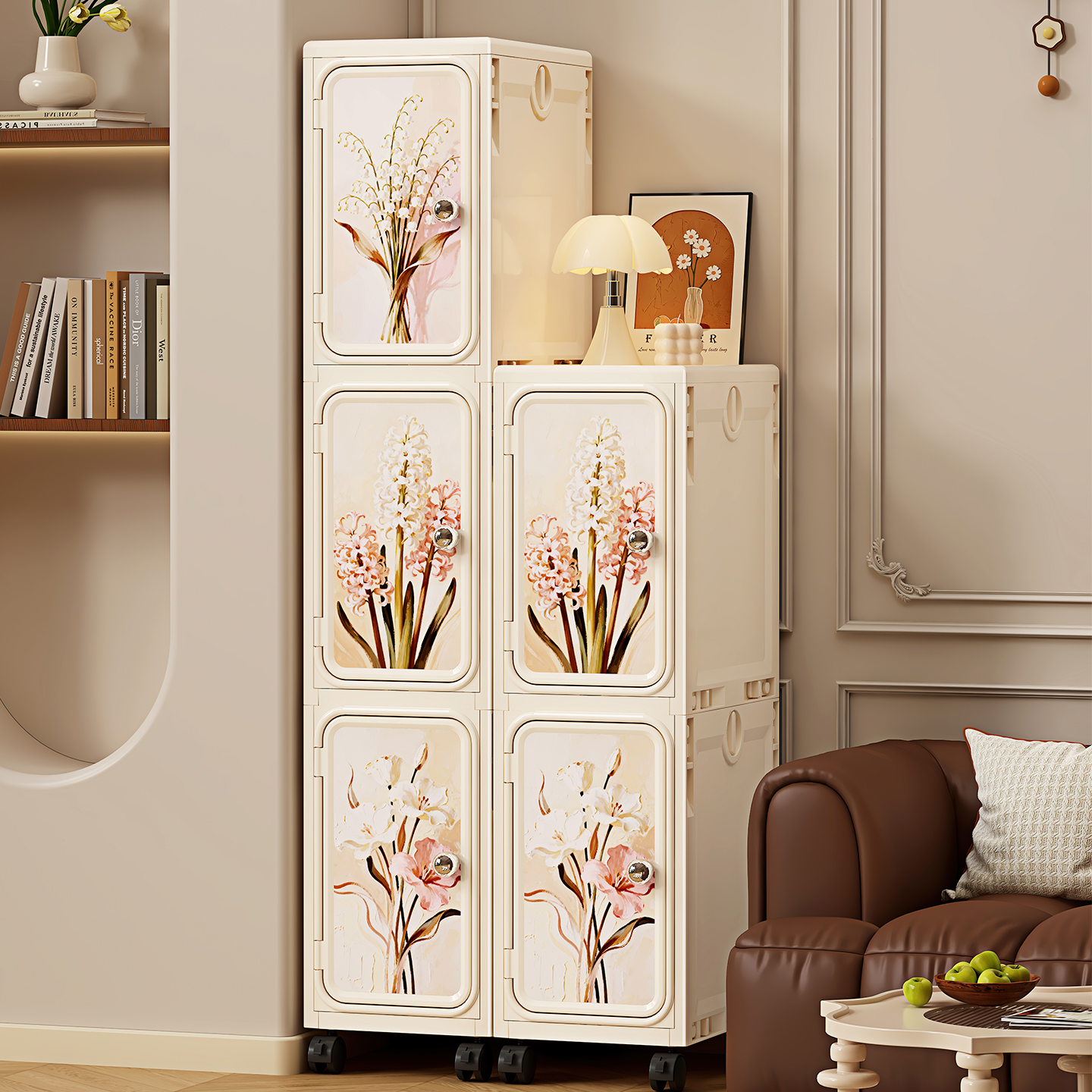 复古风多层可移动夹缝收纳柜