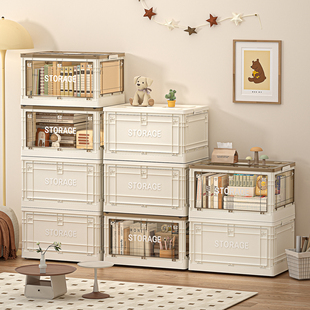 透明书箱书本收纳箱学生教室装书整理箱子可折叠收纳盒书籍储物箱